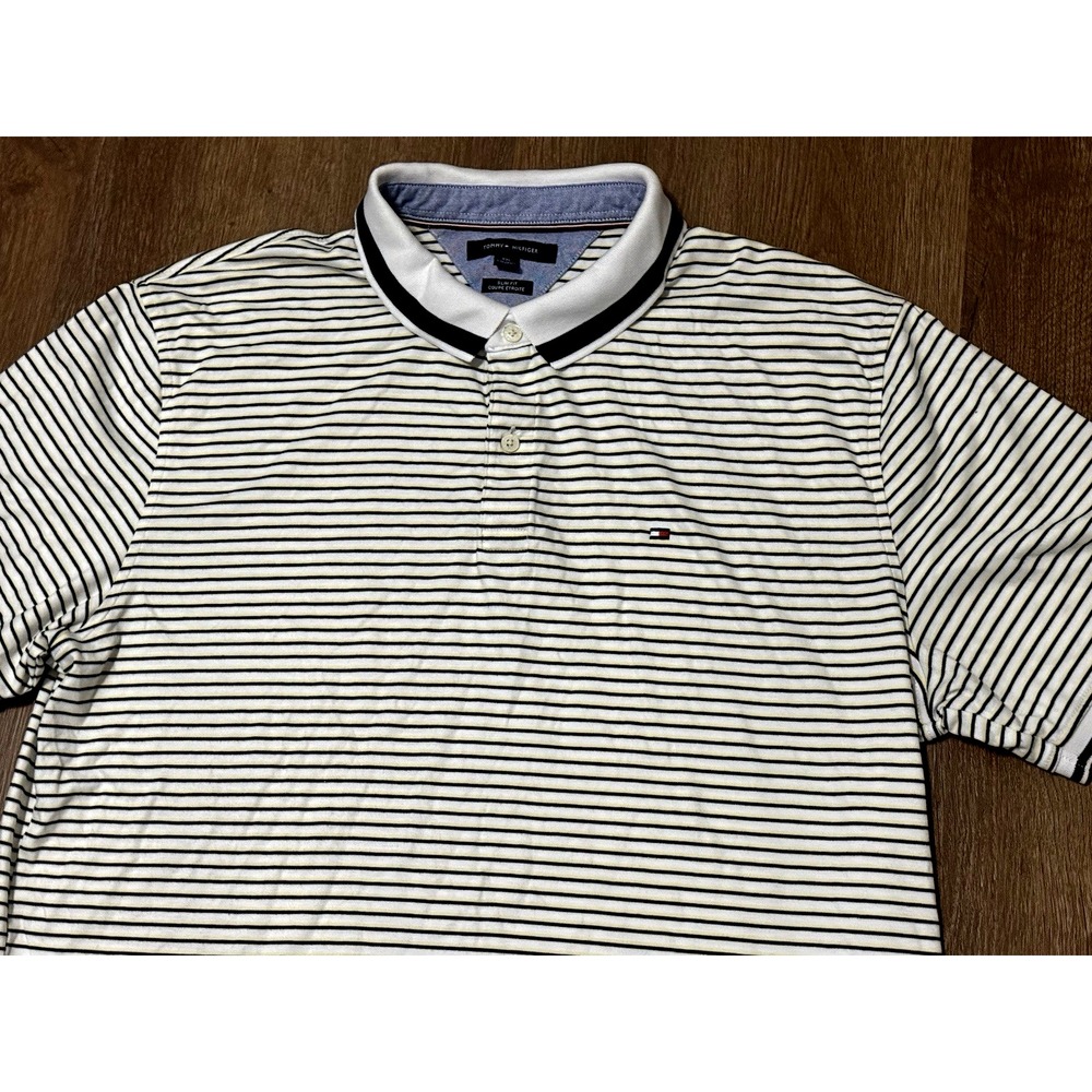 Vint Tommy Hilfiger Slim Fit Coupe Etrodite Multicolor Stripe Polo Shirts Sz XXL